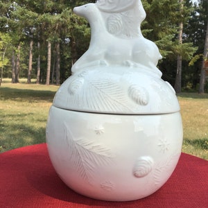 WOOLRICH WINTER WHITE Hand Painted Reindeer Cookie Jar