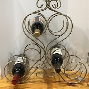 Vintage Wine Rack, Metal Wine Bottle Wine Holder, Barware, Bar, Shabby Chic, French Country Decor,