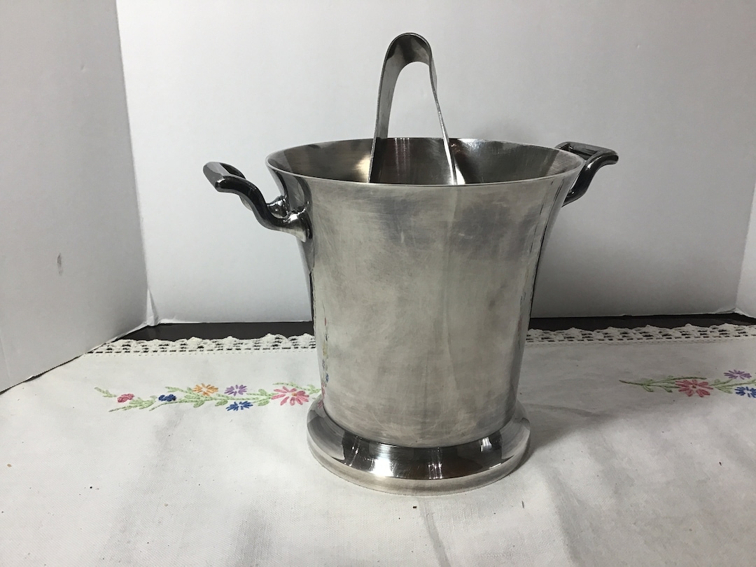 Vintage Silver Ice Bucket and Tongs Barware Anniversary Etsy