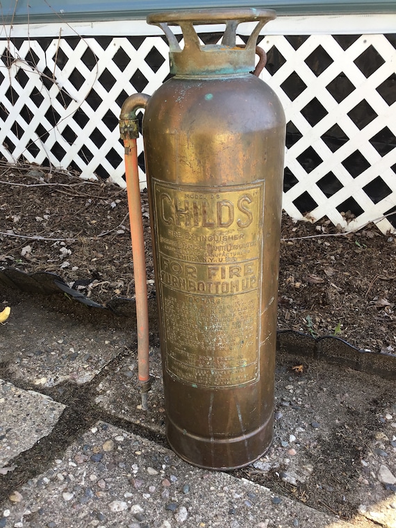 Vintage Fire Extinguisher Brass and Copper Childs Fire