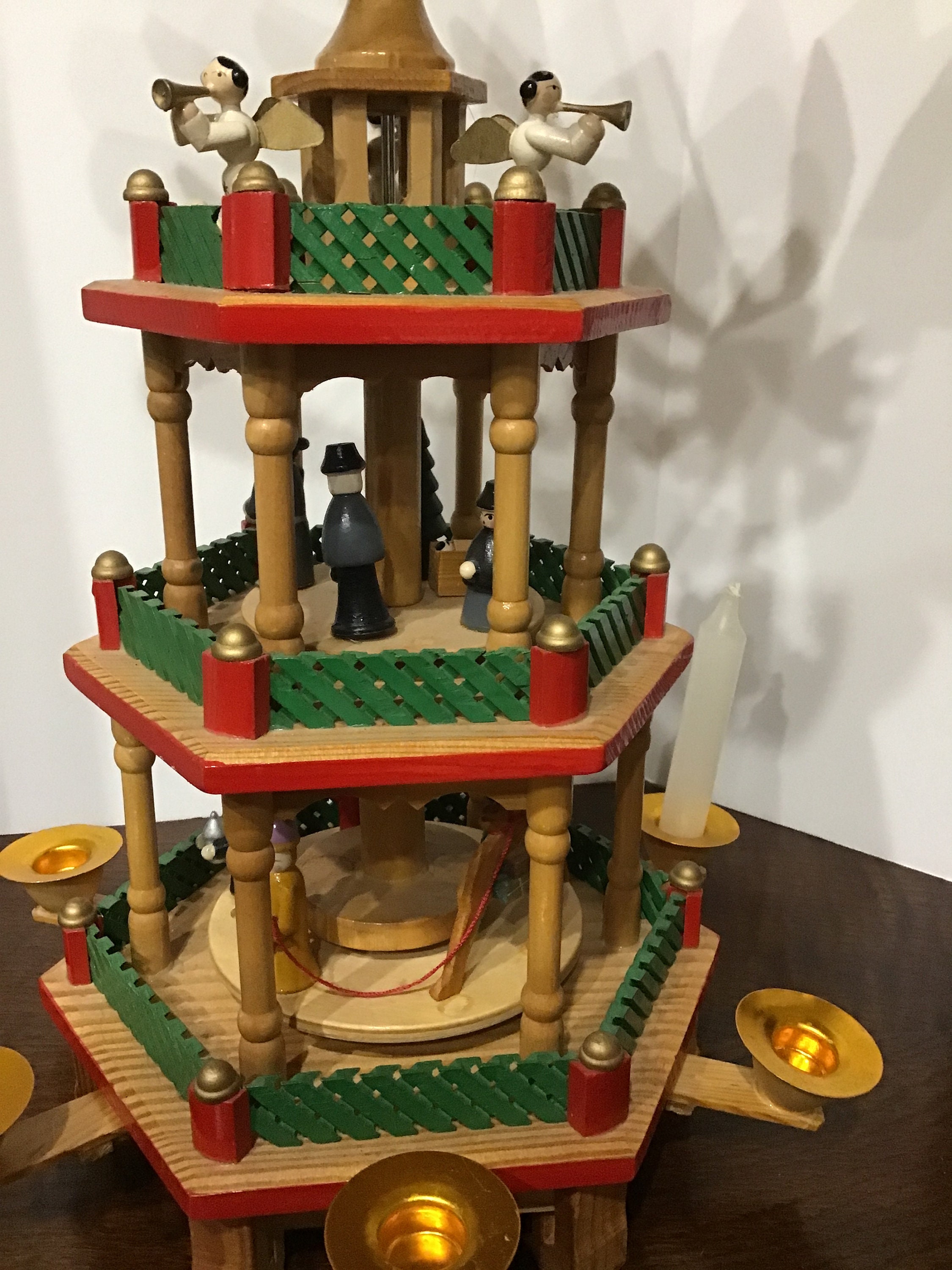 Vintage German Christmas Pyramid Three Tier Nativity Carousel Etsy