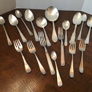Vintage Mismatched Silver Plate Serving and Flatware Collection, Farmhouse, Wedding, Bridal Shower, Tea Time Flatware