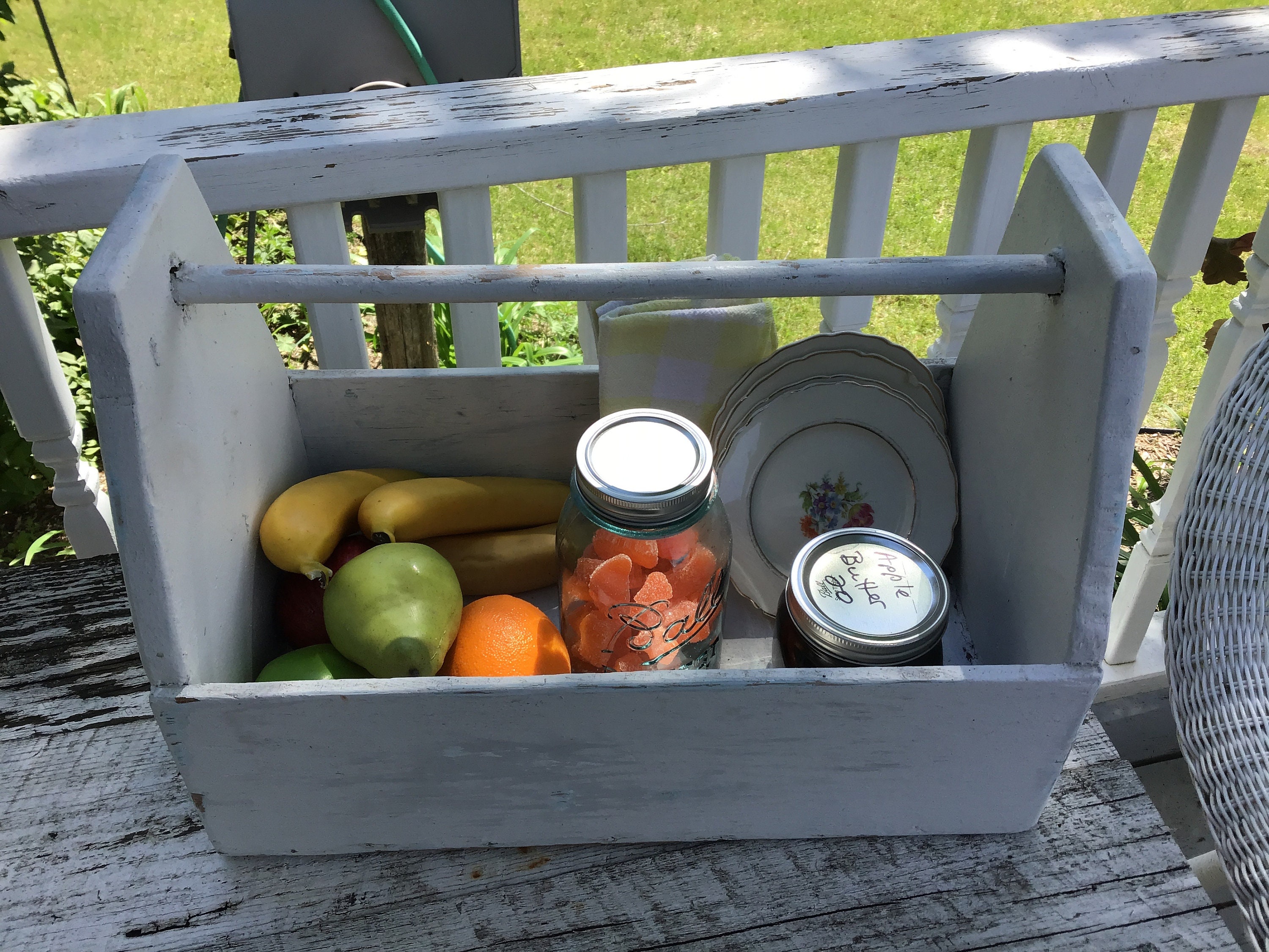 1940s Wood Carpenters Tool Box Gardening, Table, Porch, Kitchen