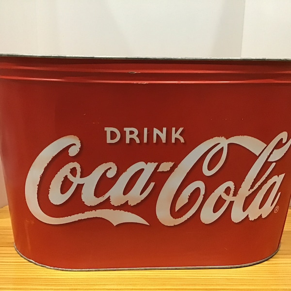 Coca Cola Beverage Tub, Ice Tub, Coca Cola Cooler, Galvanized Tub, Magazine, Game, Toy Storage Bin