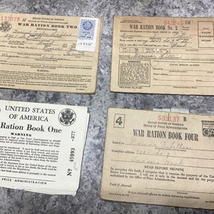 RARE FIND Collection of WW2 Ration Books and Stamps, Books 1,2,3 and 4,  WW2 Collectible, Memorabilia,