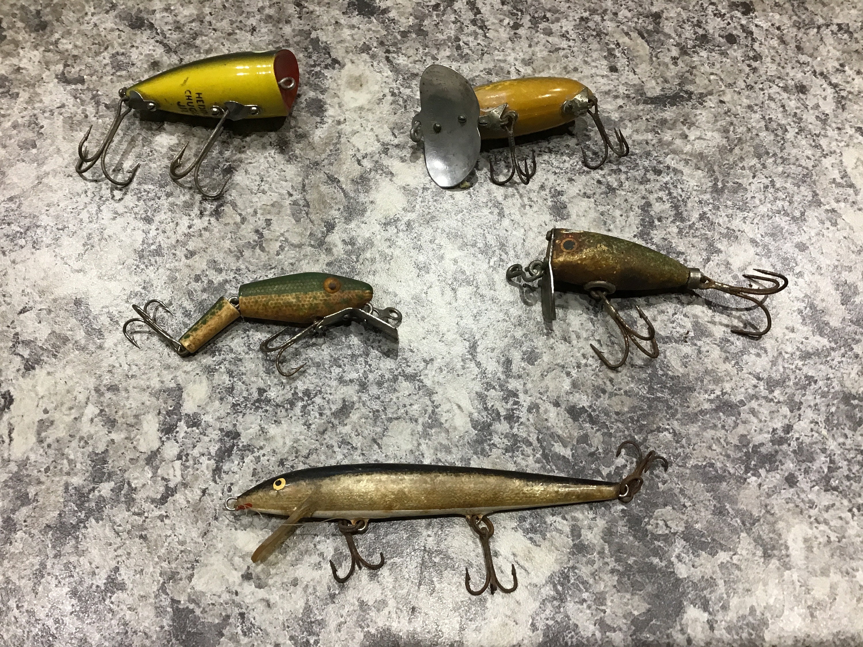 Vintage Fishing Lures, Collection of 5 Lures Vintage Wood Lures, Cabin, Man  Cave Lodge, Fishing Decor 