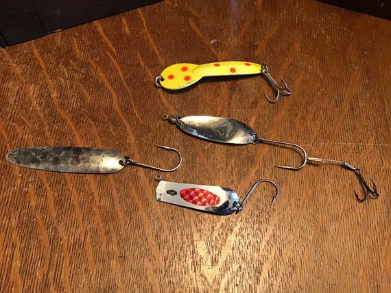 Fly Fishing Lures Vintage Assortment of 8 Rustic Man Cave Fishing Decor