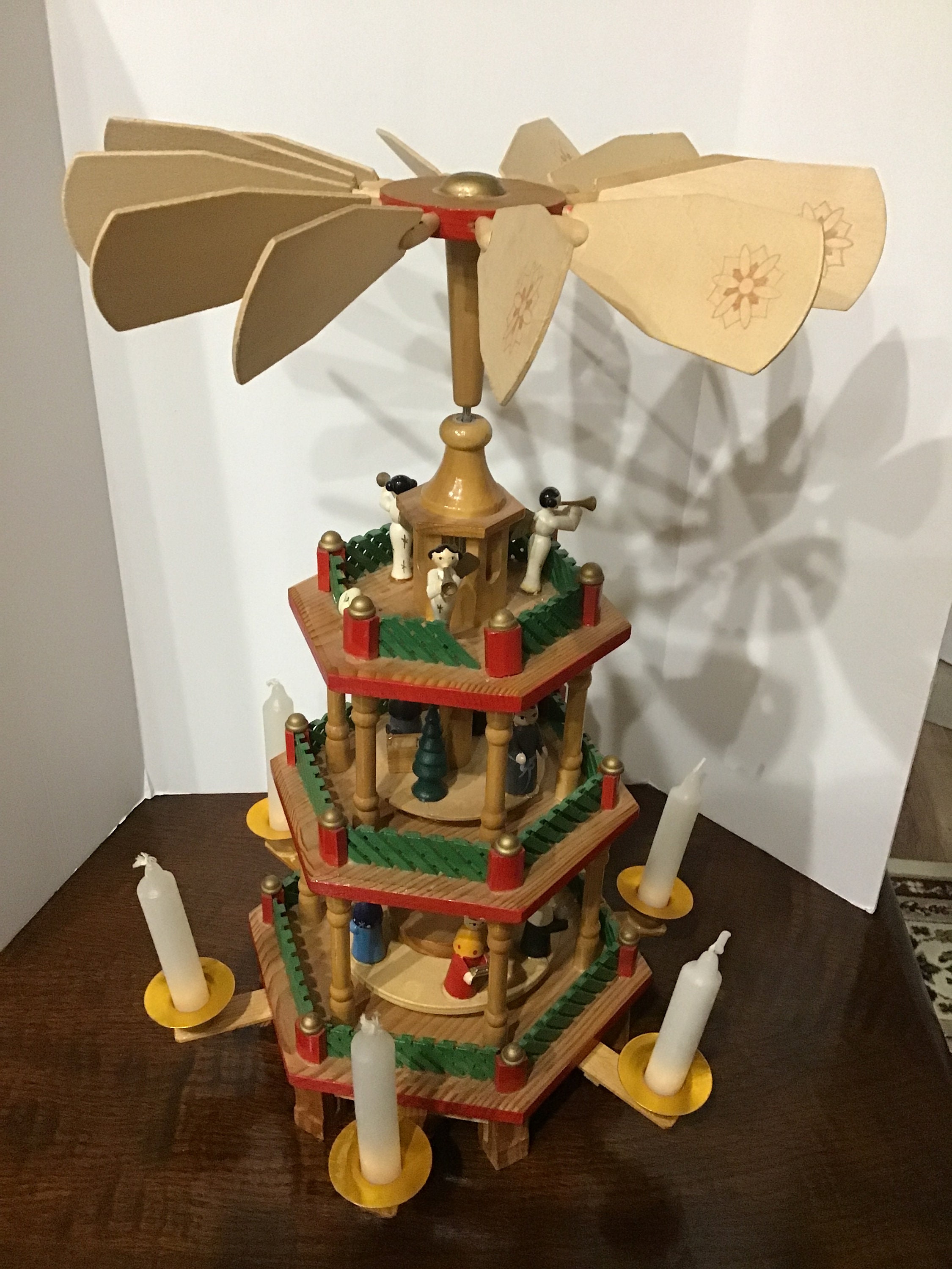 Vintage German Christmas Pyramid Three Tier Nativity Carousel Etsy