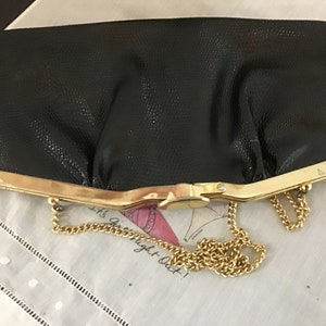 Vintage Black Reptile look leather Black Clutch Purse