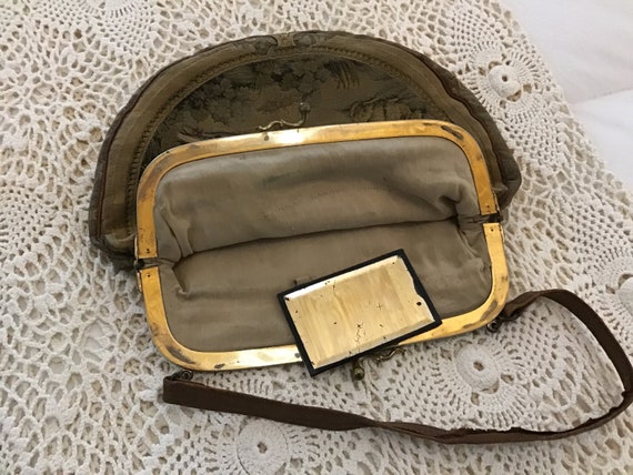Lovely Vintage Victorian Tapestry Handbag, Purse, Makeup Bag, Victorian Decor, View 5