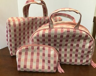 Vintage Geldbörse Schminktasche Clutch Geldbörse Dreiteiler Set 1990er Jahre