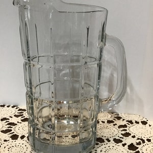 ANCHOR HOCKING PITCHER Tartan Plaid Glass Pitcher Juice Milk Water Lemonade Tea Pitcher