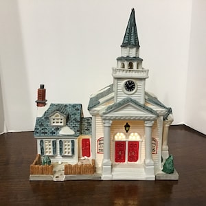 Lemax Plymouth CornersnChristmas Village Lighted Church, Christmas Village Collectible, Christmas Decor, Gift