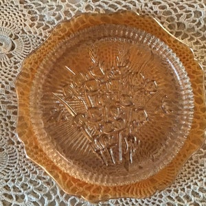 Vintage CARNIVAL GLASS Iris and Herringbone Cake Pastry PLATE Serving Plate