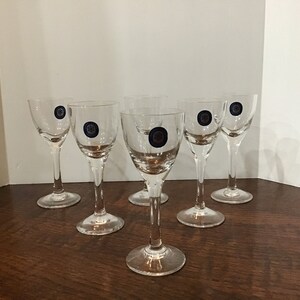 Vintage Sasaki Crystal Whiskey, Sherry Goblets Set of Six Goblets, Wedding, Anniversary, Bridal Shower Gift Barware