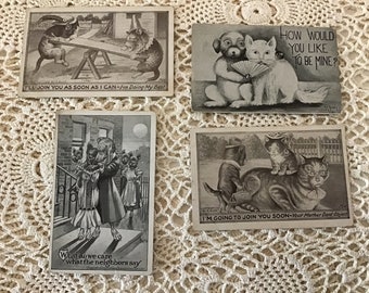 Antique Post Cards, 1910 Post Cards, Valentine Post Cards, Collectible Post Cards