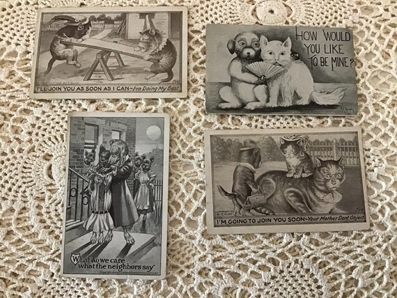 Antique Post Cards, 1910 Post Cards, Valentine Post Cards, Collectible Post Cards