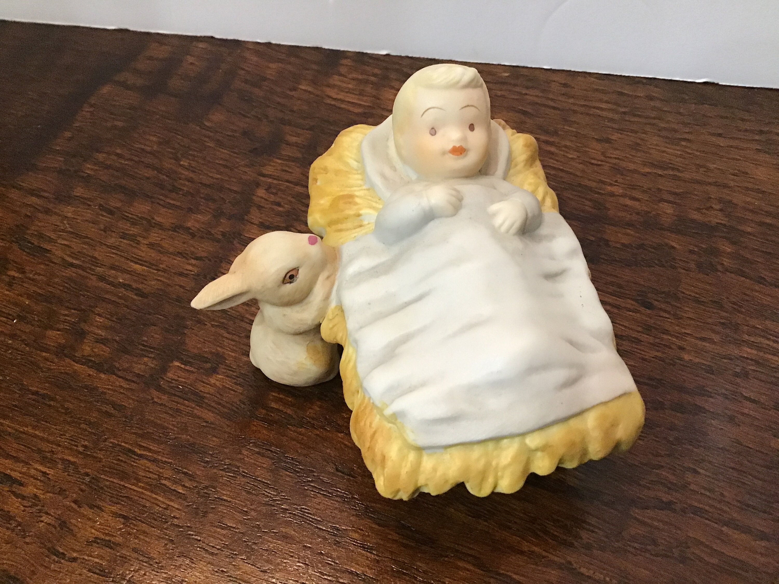 Rare Find, House of Hatten Nativity Crèche, Baby Jesus Figurine With Bunny