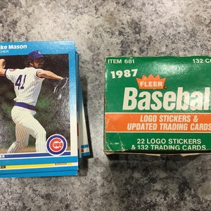 Vintage 1987 Baseball Cards, Large Lot of Fleer MLB Baseball Trading  Cards and Stickers in Fleer Box