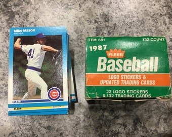 Vintage 1987 Baseball Cards, Large Lot of Fleer MLB Baseball Trading  Cards and Stickers in Fleer Box