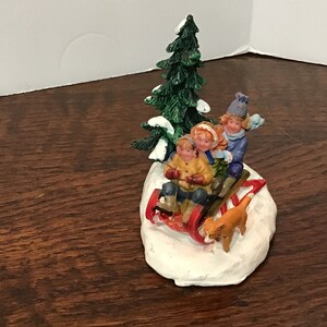 Lemax Christmas Village Figurine, "Downhill Thrills" Sledding Figurine, Christmas Decor, Gift, Collectible