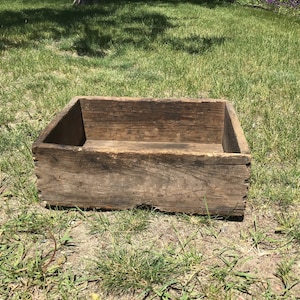 Vintage Wood Crate, Caddy, Tote, Storage Box, Flower Box, Kindling Holder, Porch, Farmhouse, Cabin Decor