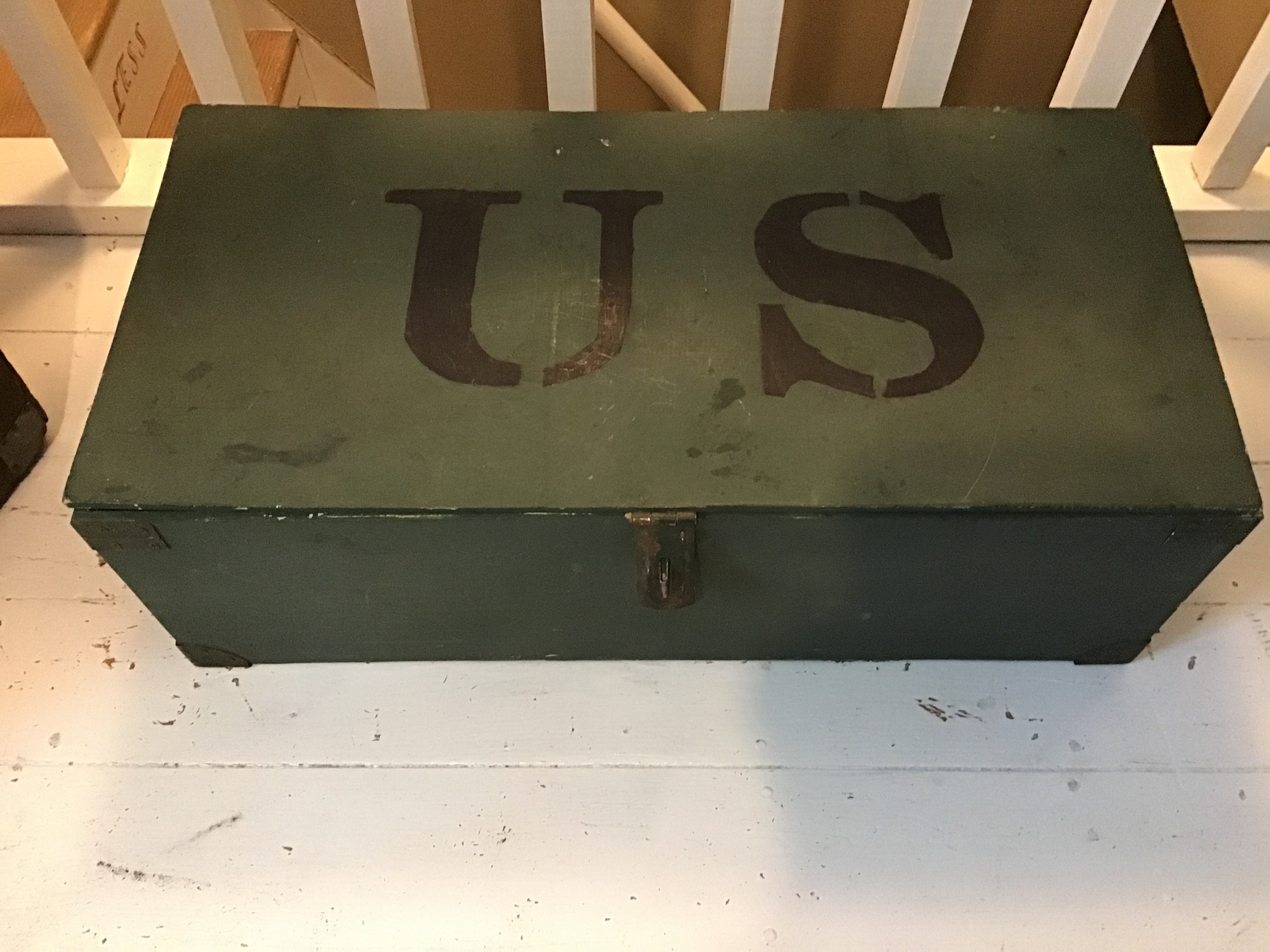 Lot - WWII Era Wood Military Foot Locker