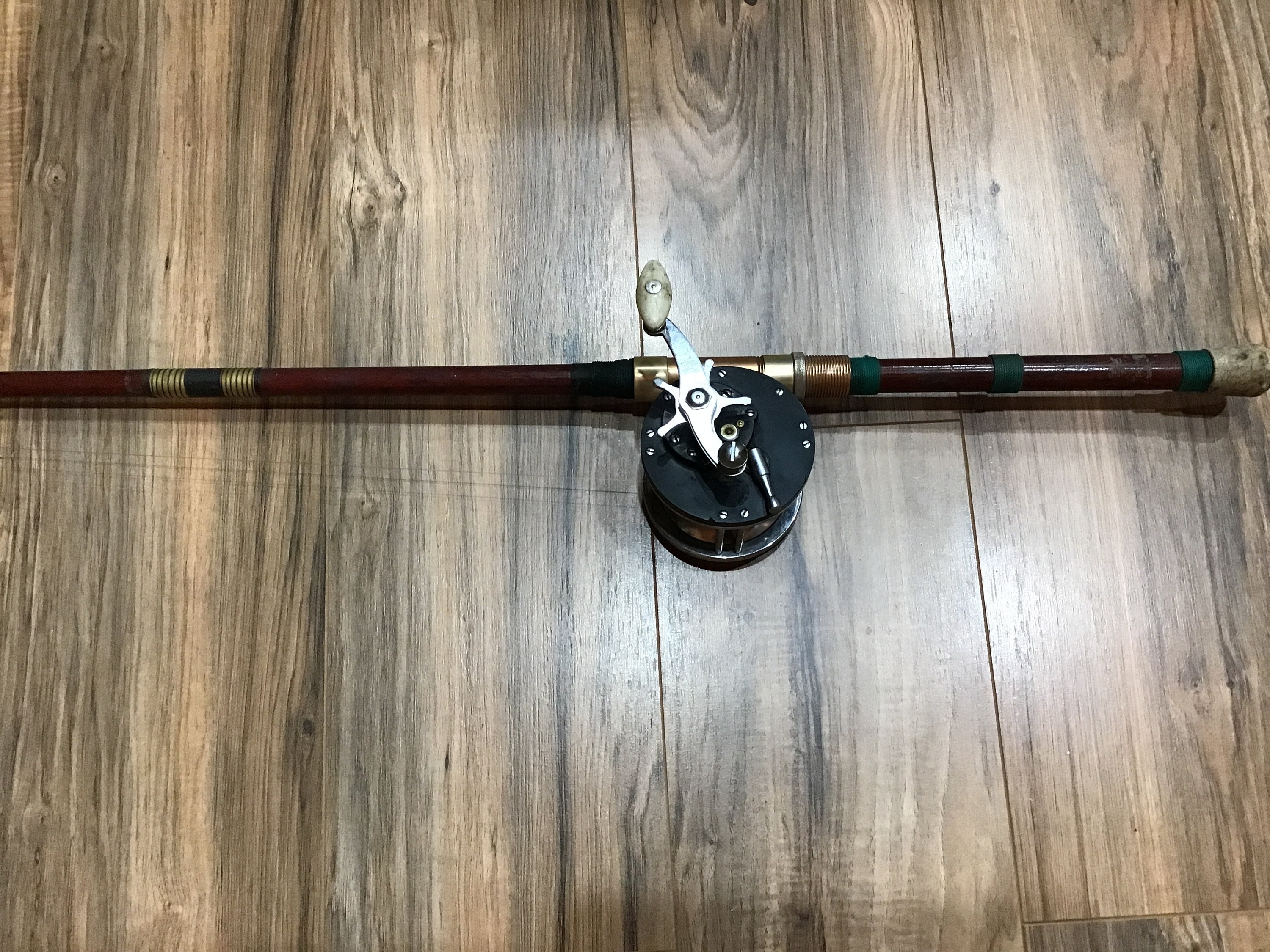 1940s Vintage 7’ Fishing Rod and Ocean City “Seattle” 110 Reel, Offshore,  Ocean Fishing Rod, Coastal, Fishing, Lake Home, Man Cave Decor