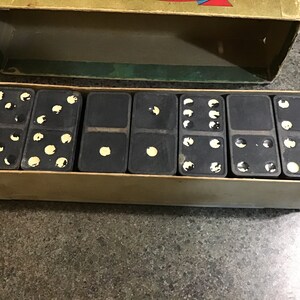 Vintage CROWN DOMINOES Complete Double Six set 1950s