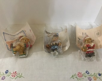 CHERISHED TEDDIES CHRISTMAS Ornaments New in the Box with Paperwork 1990s Ornaments