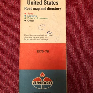 Vintage 1975/76 Ost USA Amoco Straßenkarte