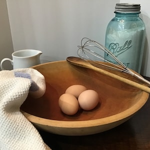 Vintage Wood Dough Bowl, Primitive, Rustic, Farmhouse Bowl, Fruit, Salad Bowl, Table Centerpiece