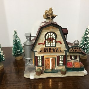 Lemax Christmas Village “Cecils Cider Mill” Lighted Christmas Village Building, Christmas Collectible Decor