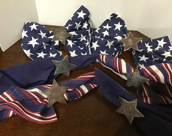 Silver Napkin Rings, Star, Country, Patriotic, Western Napkin Holders Table Decor