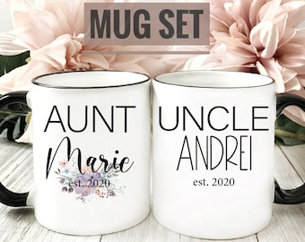 Pregnancy Announcement, Aunt and Uncle Mug Set, New Aunt, New Uncle, Aunt Mug, Uncle Mug, New Aunt Gift, Auntie Mug, Mug for Sister, Brother