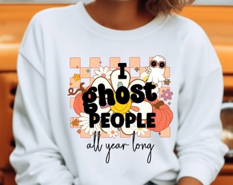 Halloween Sweatshirt Retro Ghost Sweater for Halloween Funny Sweatshirt Ghost T Shirt Funny party shirt halloween shirt for her