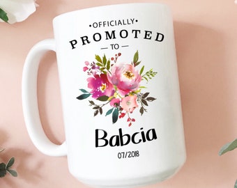 Promoted To Babcia | Polish Grandma Mug | Grandma Mug | Gift For Grandma | New Grandma Mug | New Grandparents | Gift From Grandkids