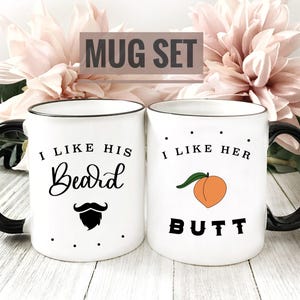 I Like His Beard I Like Her Butt Mugs I Like Her Butt I Like His Beard Mugs Beard Butt Mugs Beard Butt Mug Set Funny Wedding Gift image 1