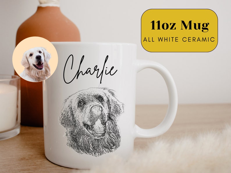 Custom Dog Mug Personalized, Custom Dog Photo Mug, Pet Portrait Mug, Dog Portrait, Dog Face Mug, Cartoon Your Pet, Personalized Pet Mug image 3