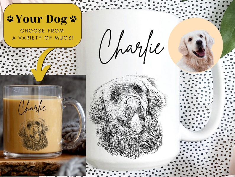 Custom Dog Mug Personalized, Custom Dog Photo Mug, Pet Portrait Mug, Dog Portrait, Dog Face Mug, Cartoon Your Pet, Personalized Pet Mug image 2