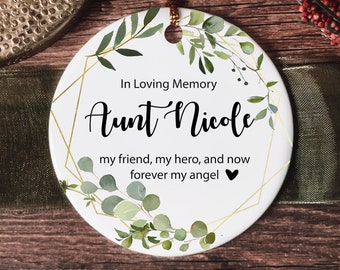 Memorial Ornament Aunt, Memorial Aunt Ornament, Sympathy Aunt Christmas Ornament, Aunt Death, Remembrance Personalized Ornaments, Auntie