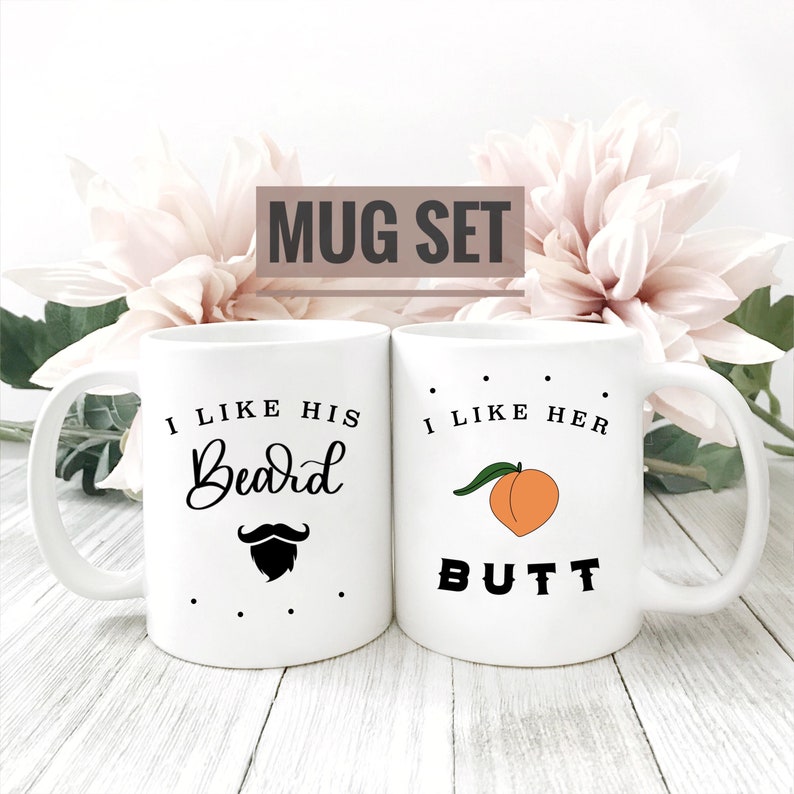 I Like His Beard I Like Her Butt Mugs I Like Her Butt I Like His Beard Mugs Beard Butt Mugs Beard Butt Mug Set Funny Wedding Gift image 3