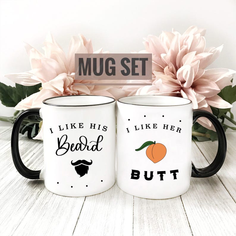 I Like His Beard I Like Her Butt Mugs I Like Her Butt I Like His Beard Mugs Beard Butt Mugs Beard Butt Mug Set Funny Wedding Gift image 1