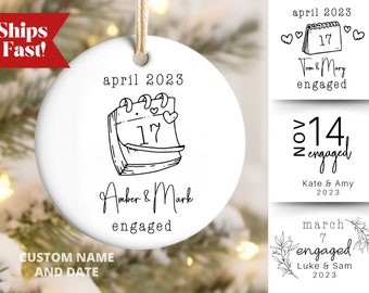 Engagement Day Christmas Ornament, Engaged Gift, Calendar Ornament, Anniversary Gift, Our First Christmas, Newly Engaged Gift Announcement