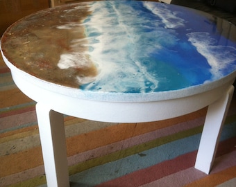 Epoxy resin table, ResinArt, Oceanart, coffee table, coffee table, natural wood