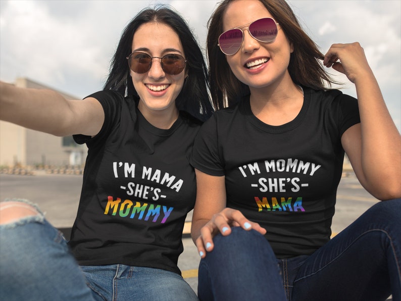 I'm Mama She's Mommy + I'm Mommy Shes Mama Matching Couples Shirt, Lesbian Gay Pride, Matching Shirts for Couples, Lesbian Couple Shirts 