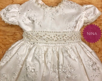 Baby Girl Dress/ Baptism Dress/ Christening Dress/ Special Occasion Dress for Girls/ headband included / handcrafted