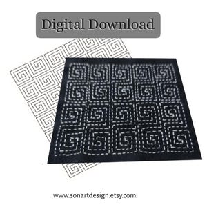 1 PDF (3sizes)/Geometric pattern Sashiko embroidery for beginners / Instant Download/ Digital Printable