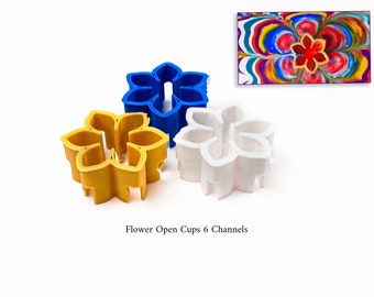 Flower Pouring Tools 6 Channels for Creative Acrylic Fluid Art. Fluid Art Supplies, Acrylic Paint Pouring Tools.