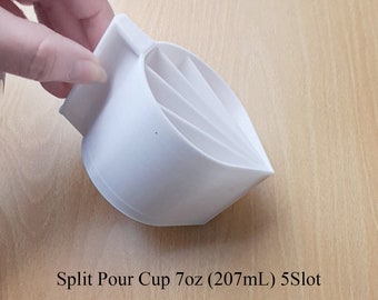 Split Pour Cup with Handle  5 SLOT(6oz-30oz), White Acrylic Pouring Cup for Fluid Pouring Abstract Painting, from UK